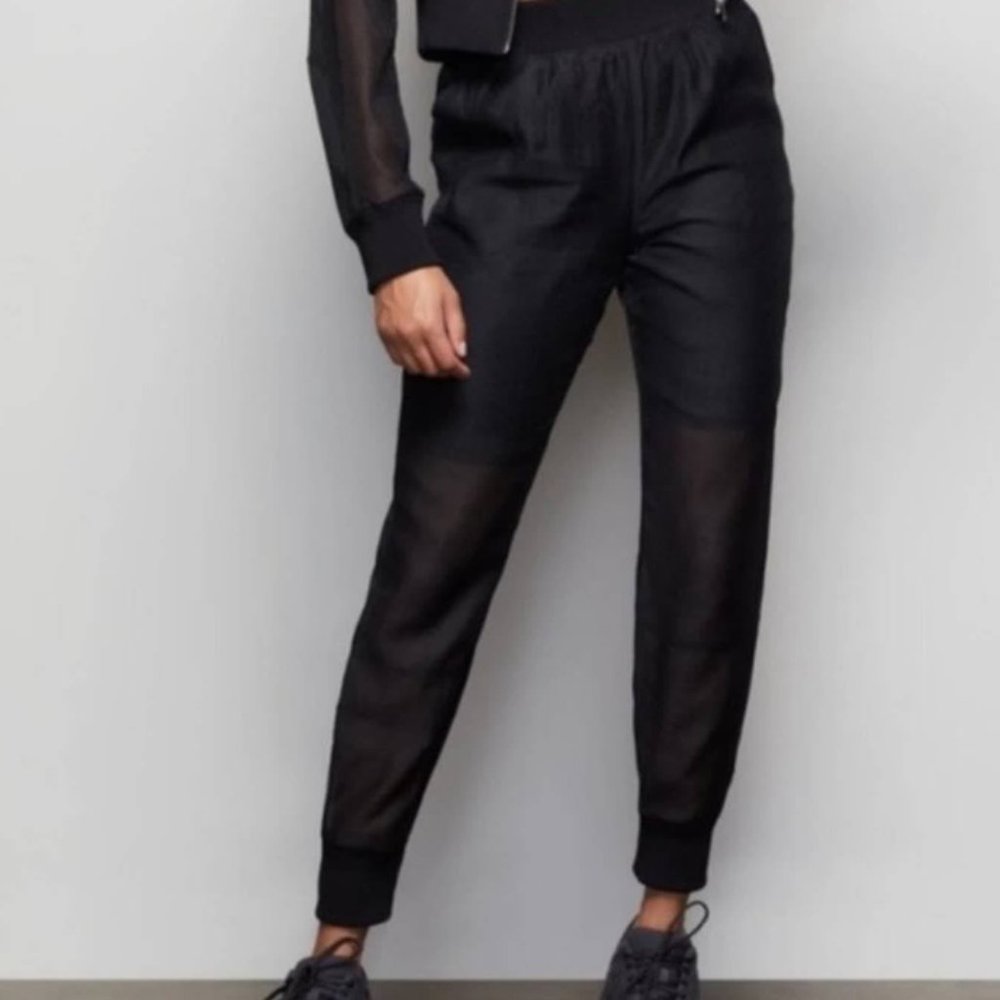 NWT Good American Sheer Mesh Joggers - Black - Size 0